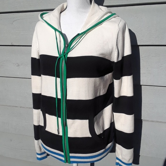 Two by Vince Camuto Sweaters - Two by Vince Camuto zip hooded stripe swea…